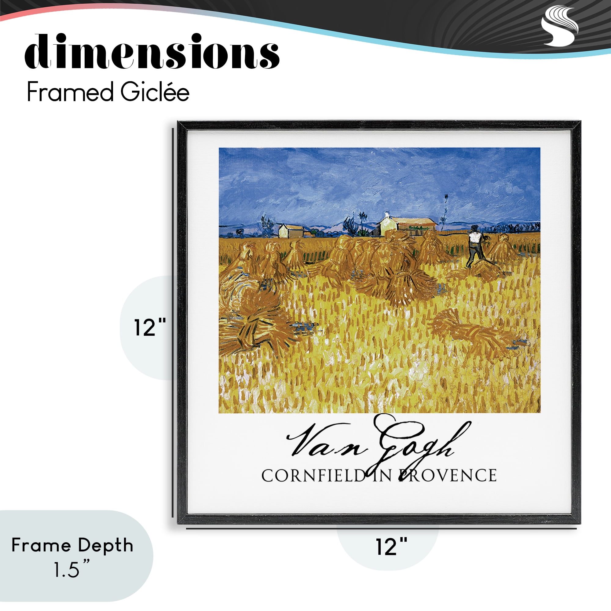 Stupell Industries Van Gogh Cornfield Provence Black Framed Giclee Art, design by Vintage Hustle