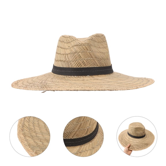 HOOWIFFY Fashionable Khaki Straw Cowboy Hat with Wide Brim Breathable Sun Protection for Outdoors