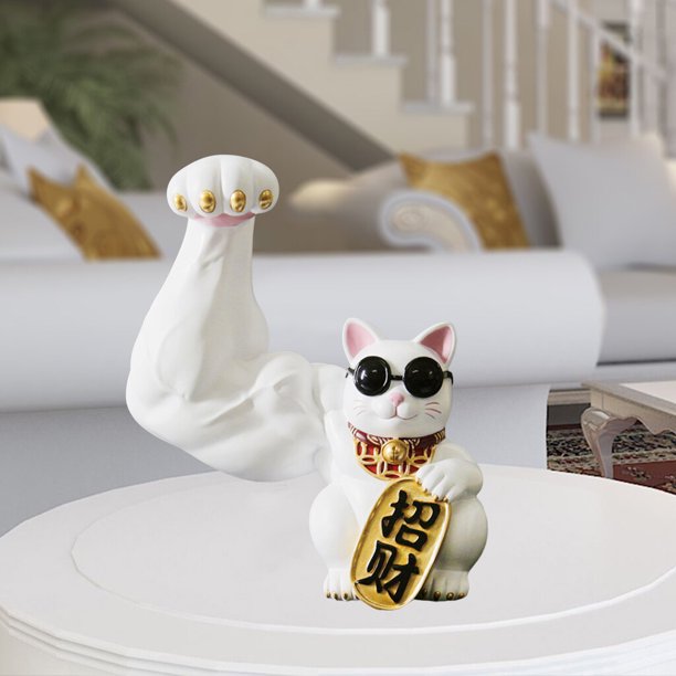 Chinese Lucky Cat Waving Arm Good Luck Feng Lucky Cat Figurine