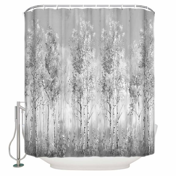 Extra Long Shower Curtain 72x84 Inch, Grey Vintage Shower Curtain Waterproof Bathroom Decor Modern Abstract Art Oil Paiting Fabric Bath Curtain Set Accessories with Hooks