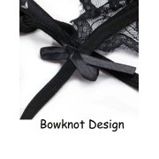 PULLIMORE Womens Sexy Lingerie Lace Bra Thong Panty Set Babydoll Underwear (Black, L)