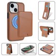 thumbnail image 3 of Compatible With iPhone 14 Plus Magnetic Detachable Wallet Case,PU Leather Back Flip Kickstand,[Compatible With Magsafe],With Card Slots,Shockproof Rugged Phone Case Cover,Brown, 3 of 10