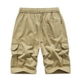 thumbnail image 4 of Men's Cotton Elastic Waist Cargo Shorts, Casual Loose-Fit Knee-Length Outdoor Shorts with Multi-Pocket for Hiking & Daily Wear ,Khaki S, 4 of 4