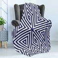 thumbnail image 4 of Navy Soft Flannel Fleece Throw Blanket, Modern Symmetric Triangles Geometric Continuous Abstract Lines Illustration, Cozy Plush for Indoor and Outdoor Use, 70" x 90", Indigo Cream, by Ambesonne, 4 of 5