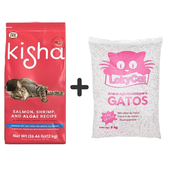Alimento Para Gato GrandPet Kisha 12 kg + 1 Bolsa Arena LokyCat 6 kg