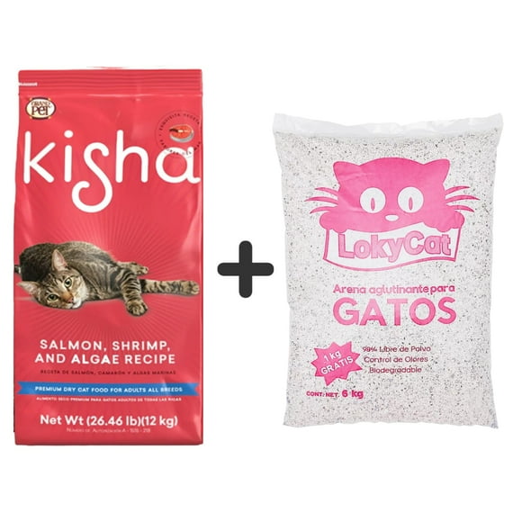 Alimento Para Gato GrandPet Kisha 12 kg + 1 Bolsa Arena LokyCat 6 kg
