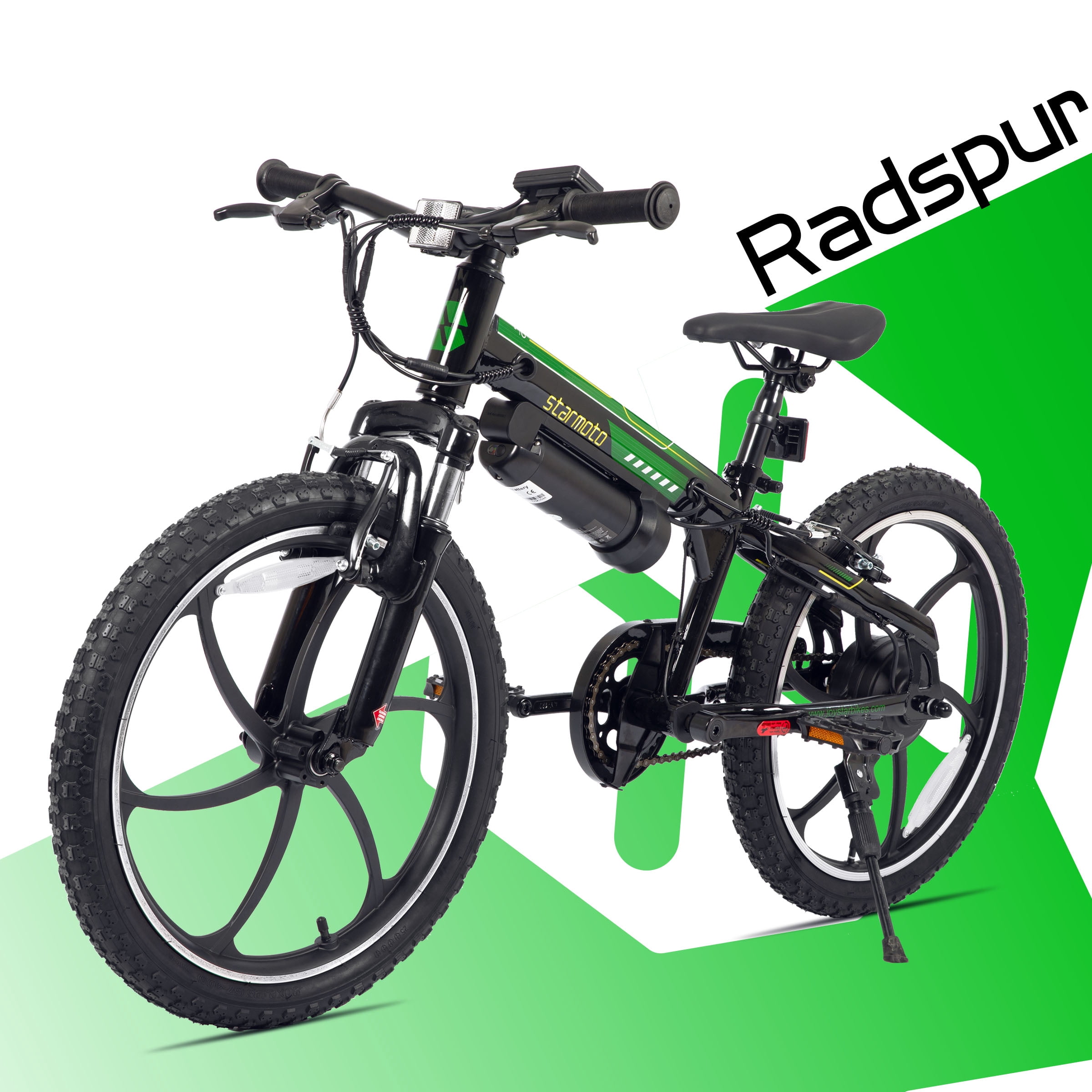 JOYSTAR Radspur Electric Bike 20" with 250W Brushless Motor, 15 Miles 15MPH Electric Mountain Bicycle with Removable Battery, Green