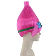 HPO Teens Magical Troll Princess Pink Updo Wig , Pink Cosplay Halloween Wig , Premium Breathable Capless Cap