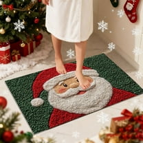 Uutvery Christmas Santa Claus Elk Decor Floor Mat Household Absorbent Nonslip Foot Mat Dirt Proof Bathroom Kitchen Carpet Entrance Door Mat 15.75x23.62 Inch