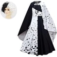 thumbnail image 2 of LILLIWEEN-Disfraz de diablo para niñas, vestido de fiesta de Halloween para niños, mono blanco y negro con peluca, 2021, 2 of 4