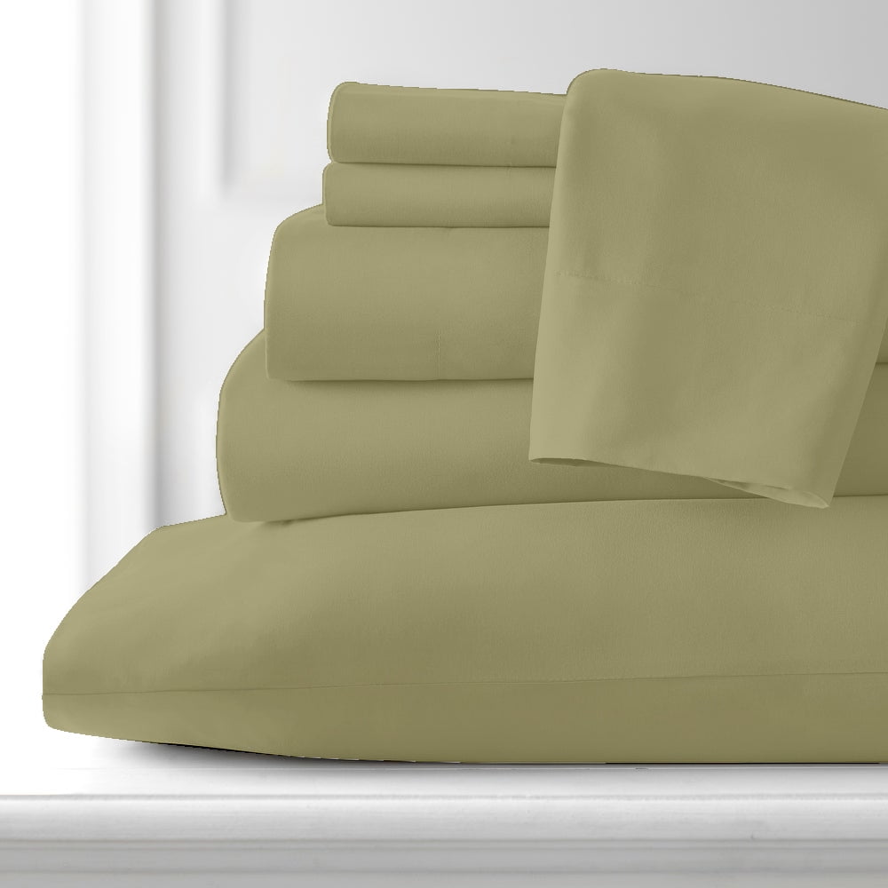 Premium Home Collection Microfiber Soft Cooling Bed Sheet Set - 6 Piece, Full, Sage