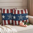 thumbnail image 2 of Independence Day Pillow Covers 2 Pack Metal Retro Five-Pointed Stars Wood Grain Pillowcase Waterproof Outdoor Throw Pillow Cover for Patio Garden Square Cushion 18”x18”, 2 of 9