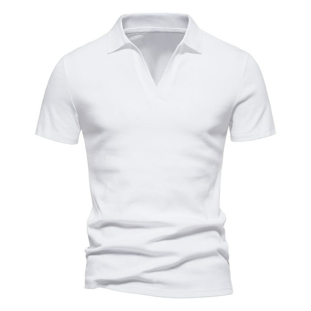 Camisetas de Manga Larga para Hombre Camiseta de Movimiento de Solapa de Mezcla de Poliéster de Algodón, Top de Manga Corta de Color Sólido