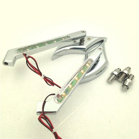 - HTT Motorcycle Chrome Diamond Shape LED Turn Signal Integrate Mirrors Fit all Harley-Davidson Models Softail Fat Boy Road King Dyna Wide Glide Springer Sportster XL