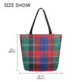 thumbnail image 5 of FORMRS Womens Canvas Tote Bag with Zipper Inner Pocket Shoulder Handbag, Red Green Pattern, 5 of 7