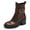 Brown, variant on Women's Square Close Toe Ankle Boots Side Zippers Buckle Strap Chunky Mid Heels Combat Boots Daily Dress Shoes Size 9 Navy