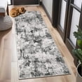 thumbnail image 1 of Vintage Abstract Runner Rug 2x6 Machine Washable Low Pile Boho Kitchen Rugs Low Pile Ultra Soft Foldable Long Rug Runners for Hallways Laundry Room Bathroom, Grey, 1 of 5