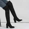 thumbnail image 4 of Mostsola Womens Over the knee Thigh High Boots Suede Chunky Block Heel Pull on Side Zipper Boots, 4 of 9