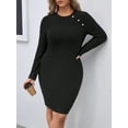 thumbnail image 6 of SIEANE Women's Plus-Size Elegant Autumn/Winter Long Sleeve Round Neck Rib Knit MIDI Dress 1X-4X, 6 of 7