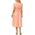 thumbnail image 3 of INSPIRE CHIC Women's Summer Flutter Short Sleeve Smocked Waist Floral Midi Dress S Pink, 3 of 6