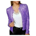 thumbnail image 1 of Veste Décontractée Courte à Paillettes pour Femmes Mode Vestes Décontractées pour Femmes Violet TG, 1 of 4