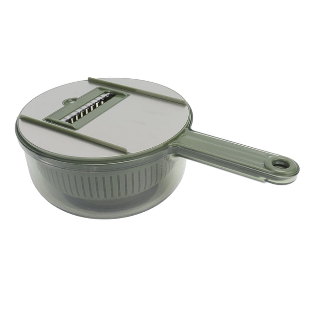 Fruit Vegetable Grater, High Temperature Resistant Keep Freshing Potato Slicing Machine Versatile With Drain Basket For Restaurant Grey,Green
