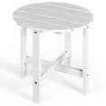 thumbnail image 1 of Gymax Table d'Appoint Rond 18 Pieds' pour Patio, Bout de Canapé, Table Basse, Lattes en Bois, Jardin, Terrasse, Blanc, 1 of 10