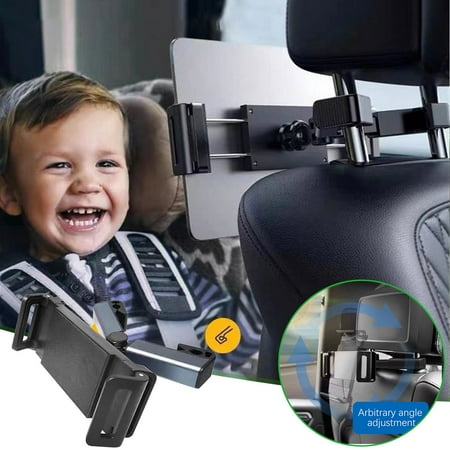 Vacemry Under $5 Car Headrest Tablet Holder, Adjustable Rotatable Mount for Back Seat Travel, Universal Tablet Pad Mount for Kids Adults Road Trip, Expandable Leg Vehicle Headrest Mount