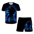 thumbnail image 3 of Camiseta de verano para niños y niñas, traje Sonic 2, 4-14T, estampado 3D de Sonic, camisetas de manga corta para niños, patrón de traje, 3 of 5