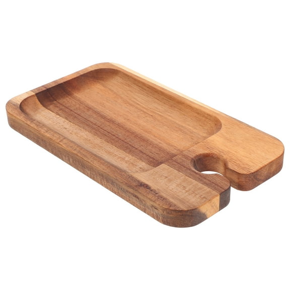 WEUVEB Wooden Dessert Serving Tray Plate, Khaki Color, 1 Set - Elegant Wood Snack & Appetizer Tray for Home and Parties