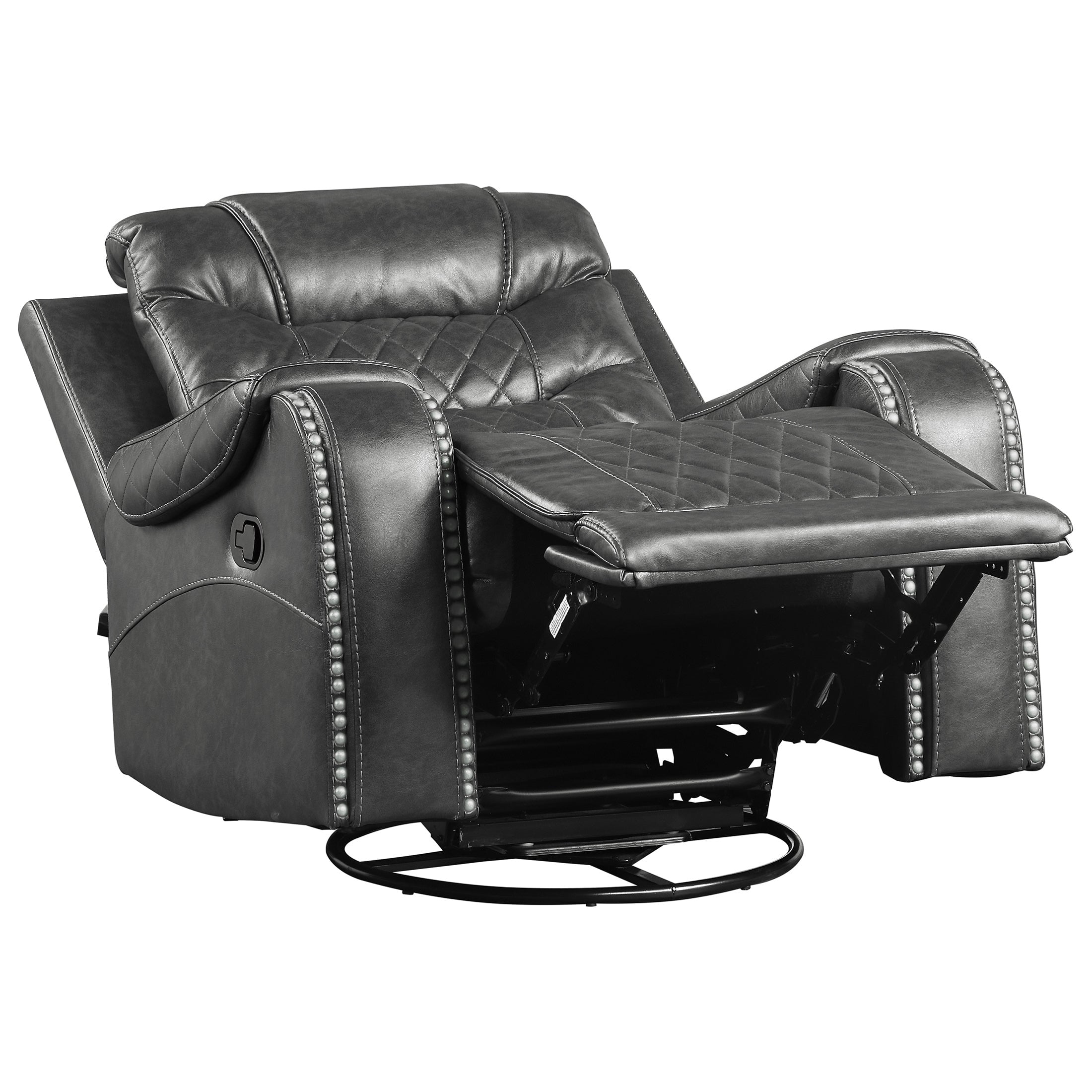 OakvillePark Ridder Polished Microfiber Upholstered Swivel Glider Reclining Chair, Gray