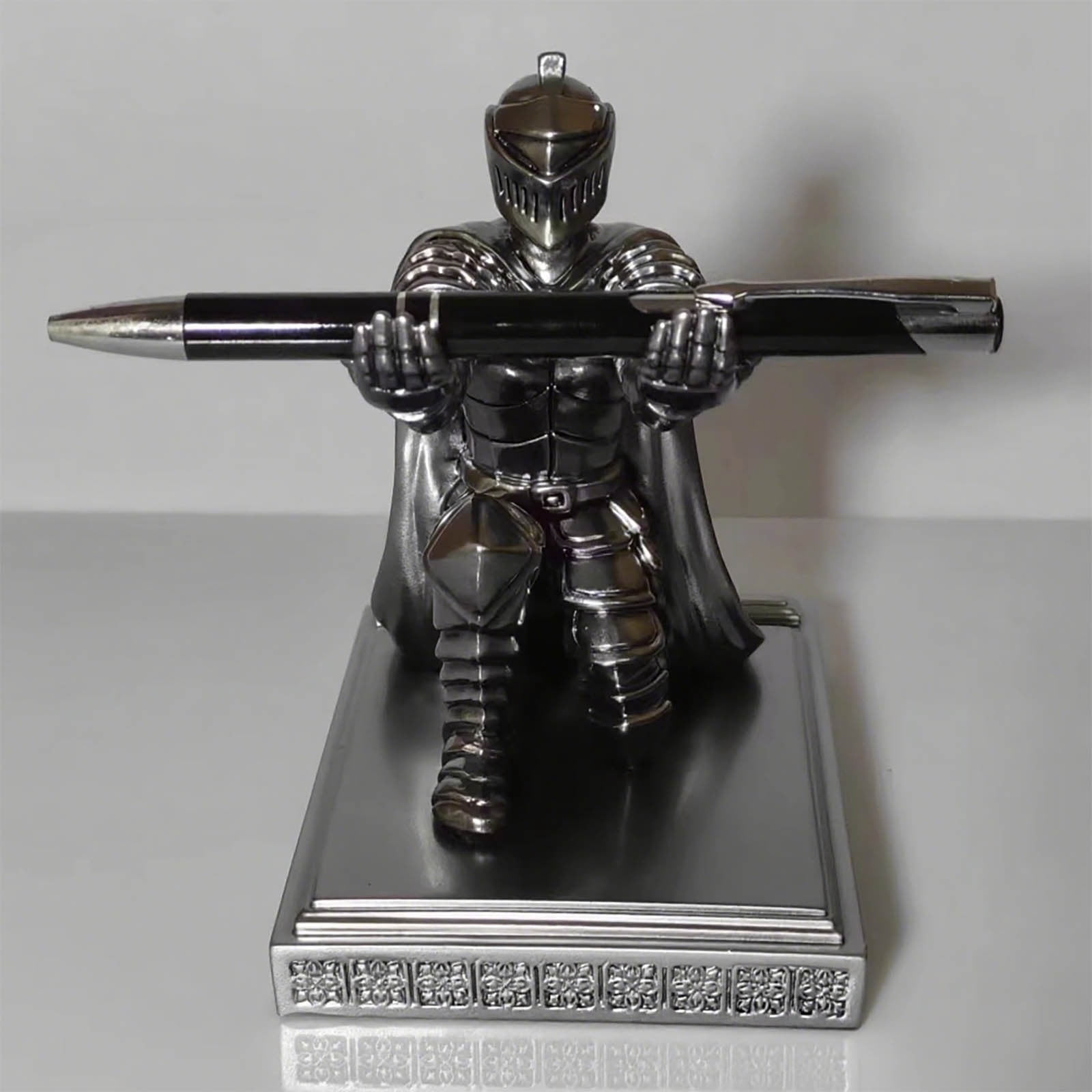 Soldier Knight Desk Organizer - Style Pen Holder & Phone Stand, Cool Office Accessory Gift for Men - Executive Home Office Decor -