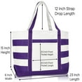 thumbnail image 3 of DALIX Striped Boat Bag Premium Cotton Canvas Tote in Purple, 3 of 7