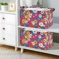 thumbnail image 2 of Yayeee Foldable Storage Basket for Shelves with Handles Set of 2 Waterproof Cloth Bins, Red Whimsical Floral, 2 of 7