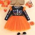 thumbnail image 6 of Girls Princess Tulle Dress Halloween Toddler Girls Long Sleeve Cartoon Print Mesh Princess Dress Halloween Birthday Outfit 9M To 5Y, 6 of 9