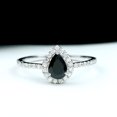 thumbnail image 3 of Rosec Jewels Black Onyx Teardrop Ring for Women with Diamond Halo (5X7 MM Pear Shape Onyx), 925 Sterling Silver, US 4.00, 3 of 9