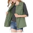 thumbnail image 6 of INSPIRE CHIC Women's Sleeveless Jacket Drawstring Waist Zip Up Cotton Cargo Vest with Pocket XS Green, 6 of 9