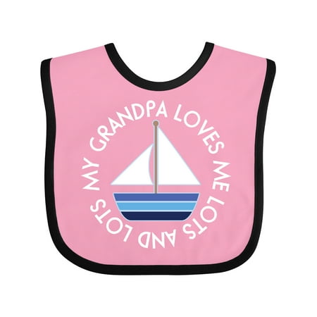 

Inktastic My Grandpa Loves Me Grandson Sailboat Gift Baby Boy Bib