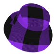thumbnail image 3 of Kll Purple Buffalo Plaid Bucket Hat For Women Men Packable Travel Beach Sun Hat Outdoor Rave Accessories Reflective Fisherman Cap, 3 of 9