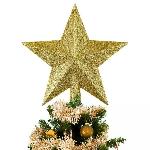 Gymnture Gold Glitter Star Tree Topper for Christmas Decoration
