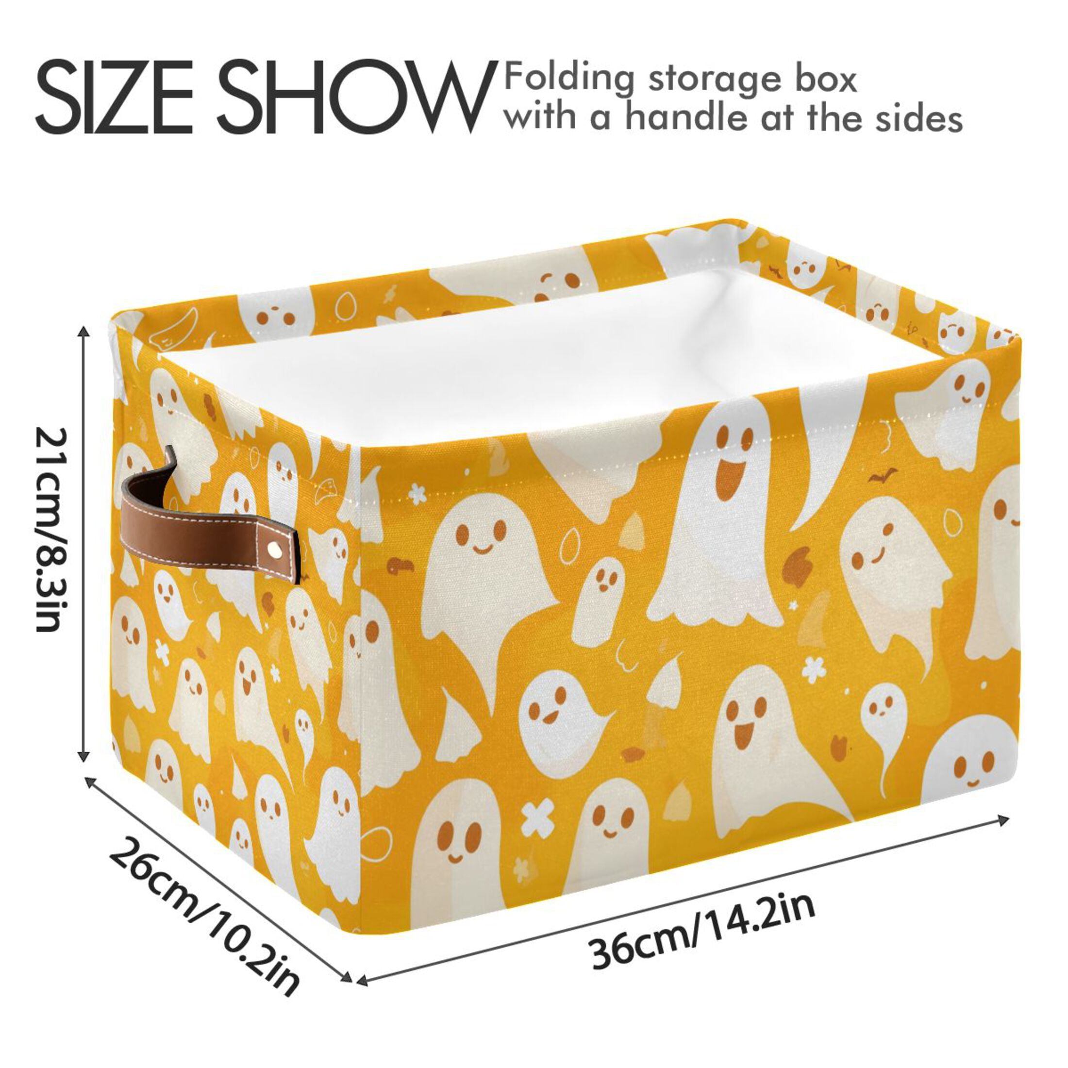 Ryvnso Ghost Halloween Storage Basket Large Bin Foldable Boxes Toys Organizer 14.2x10.2x8.3in 2 PCs