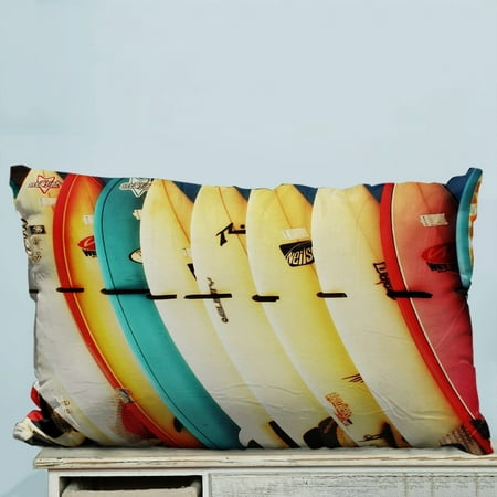 Surfboard Pillows GCKG Colorful Surfboard Pillow Case Pillow Cover Pillow Protector Two Sides 20 x 30 Inches ()