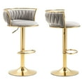 thumbnail image 3 of Lumibee Velvet Swivel Adjustable Bar Stools with Footrest Set of 2 Grey 2Set, 3 of 5