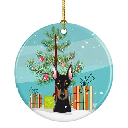 - Christmas Tree and Doberman Ceramic Ornament