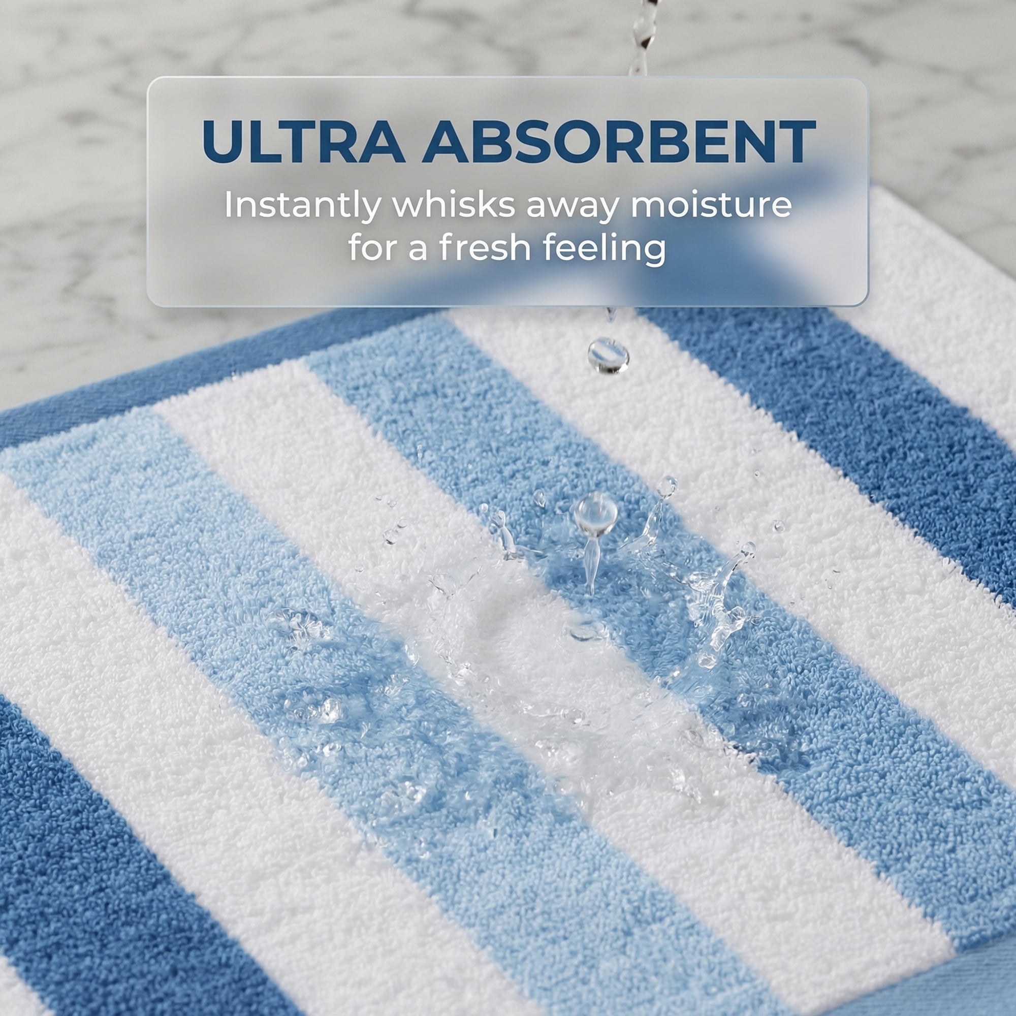 Unique Bargains 13 x 13 Inches Striped Cotton Showering Bathroom Washcloths Blue 4pk