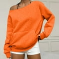thumbnail image 2 of WTOBBY Women's Casual Fashion Solid Color Off-Shoulder Long Sleeve Loose Sweatshirt with Pockets, Trendy Design for Women, Comfortable and Stylish for Everyday Wear,Saffron 2XL, 2 of 7