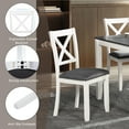thumbnail image 4 of UHOMEPRO 6 Piece Dining Table Set with Bench and Chairs, Dining Room Set for 6, Rectangular Wooden Dining Table with 4 Upholstered Chairs and Bench, Dining Room Set for Kitchen, White+Gray, 4 of 13
