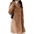 thumbnail image 1 of LinYooLi Women's Notch Lapel Double Breasted Pea Coat Winter Casual Wool Blend Overcoat Long Shacket Jacket, 1 of 5