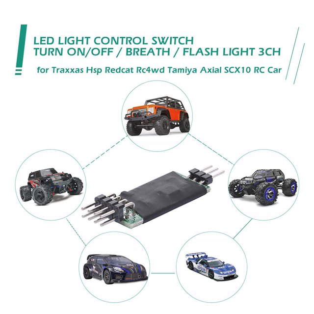 Sistema di interruttori di controllo della luce a LED per auto RC Accensione / spegnimento 3CH alimentato in modo indipendente Ndcxsfigh libre de BPA