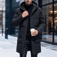 thumbnail image 5 of Ceisia Mens Mid Length Hooded Zipper Winter Puffer Coat Thick Warm Insulated Casual Outerwear For Men Black XXL Gift, 5 of 5